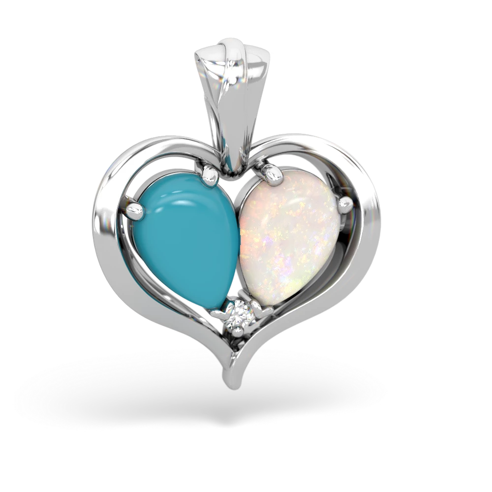 Turquoise Two Become One 14K White Gold pendant P5330