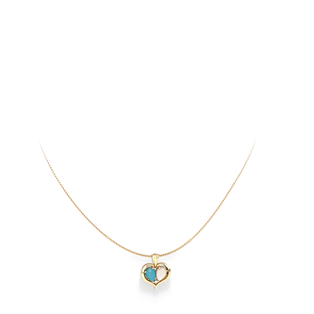 Turquoise Two Become One 14K Yellow Gold pendant P5330