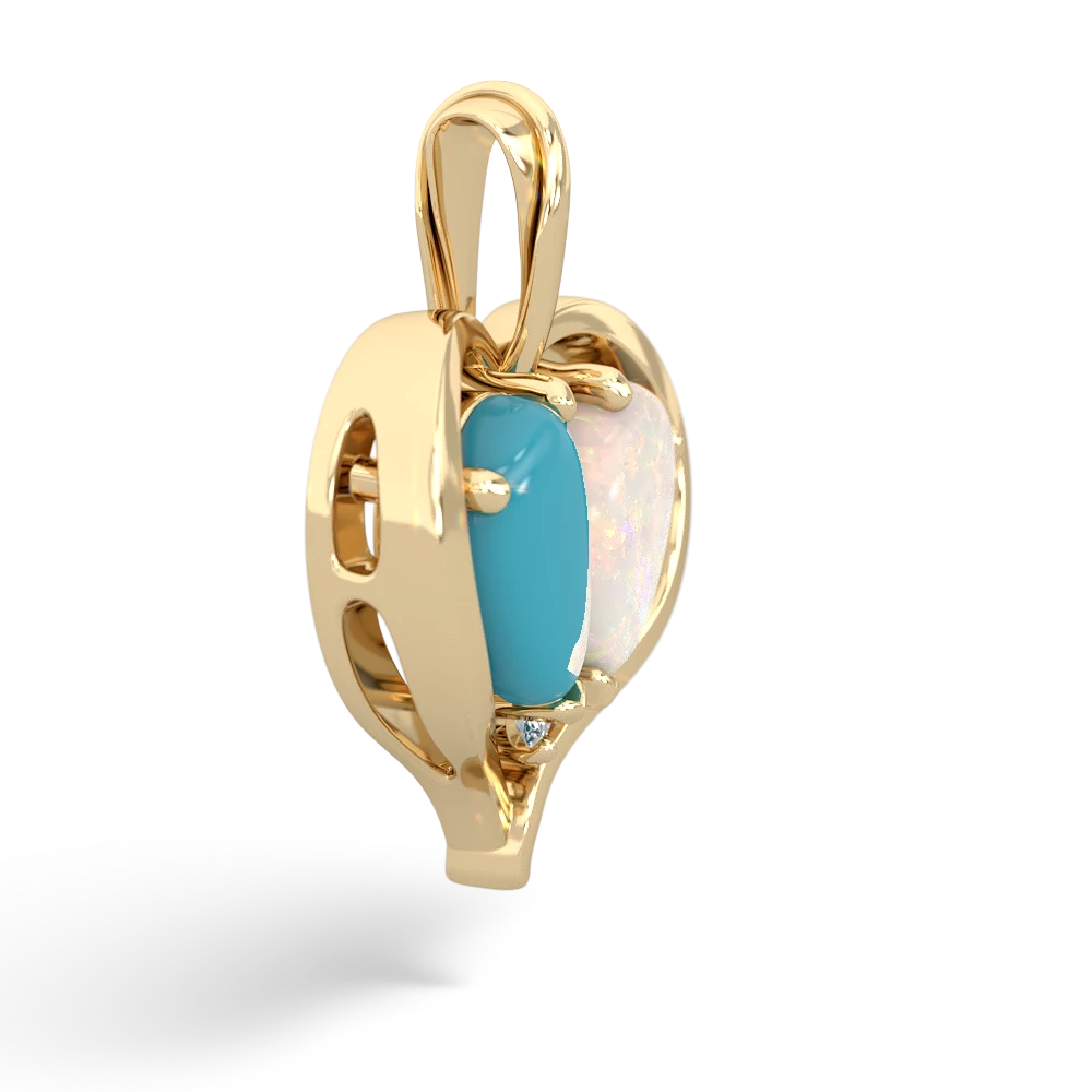 Turquoise Two Become One 14K Yellow Gold pendant P5330