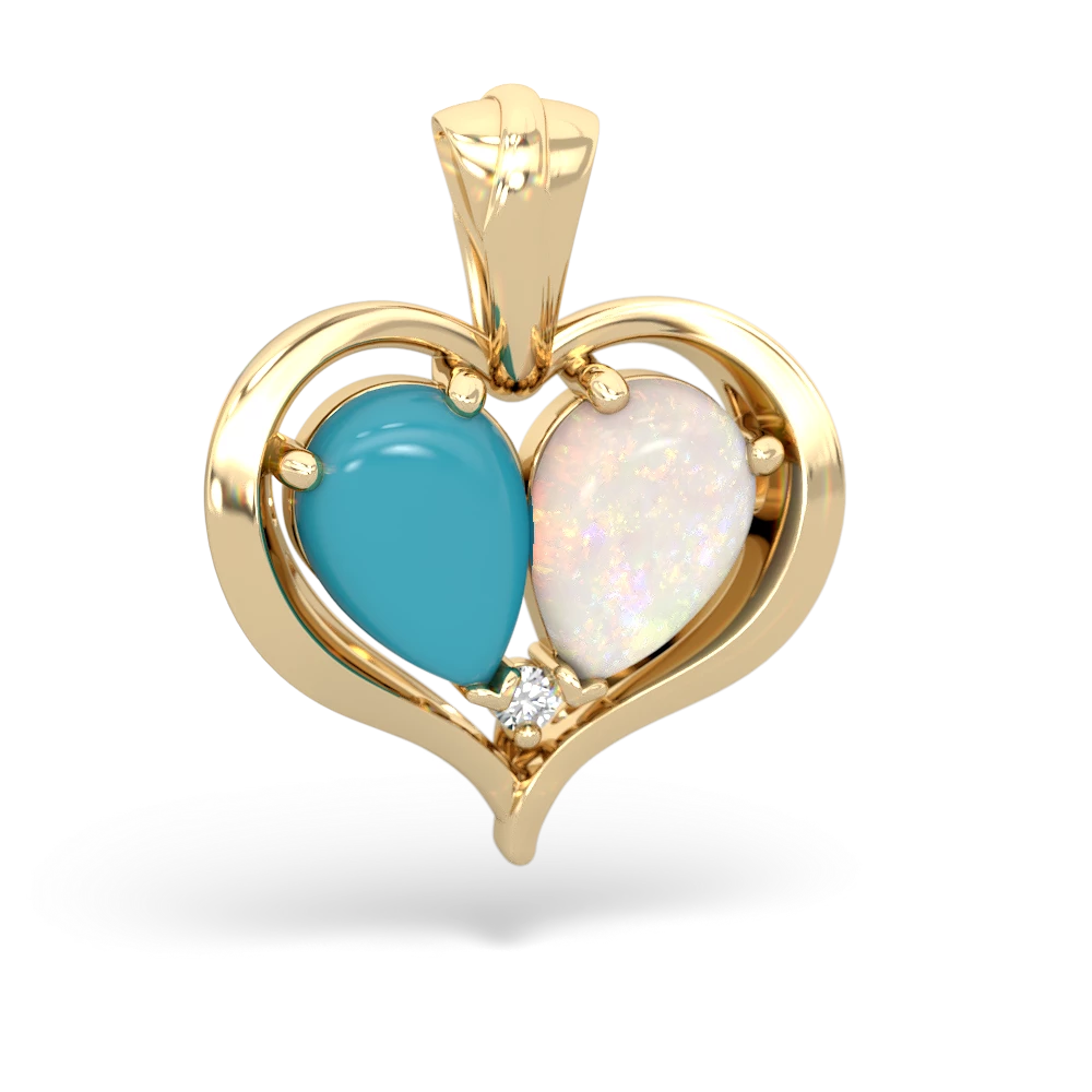 Turquoise Two Become One 14K Yellow Gold pendant P5330