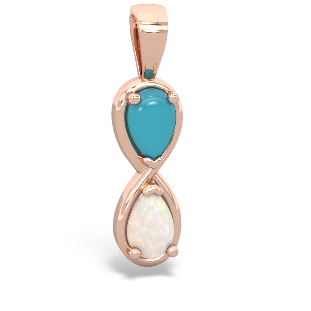 Turquoise Infinity 14K Rose Gold pendant P5050