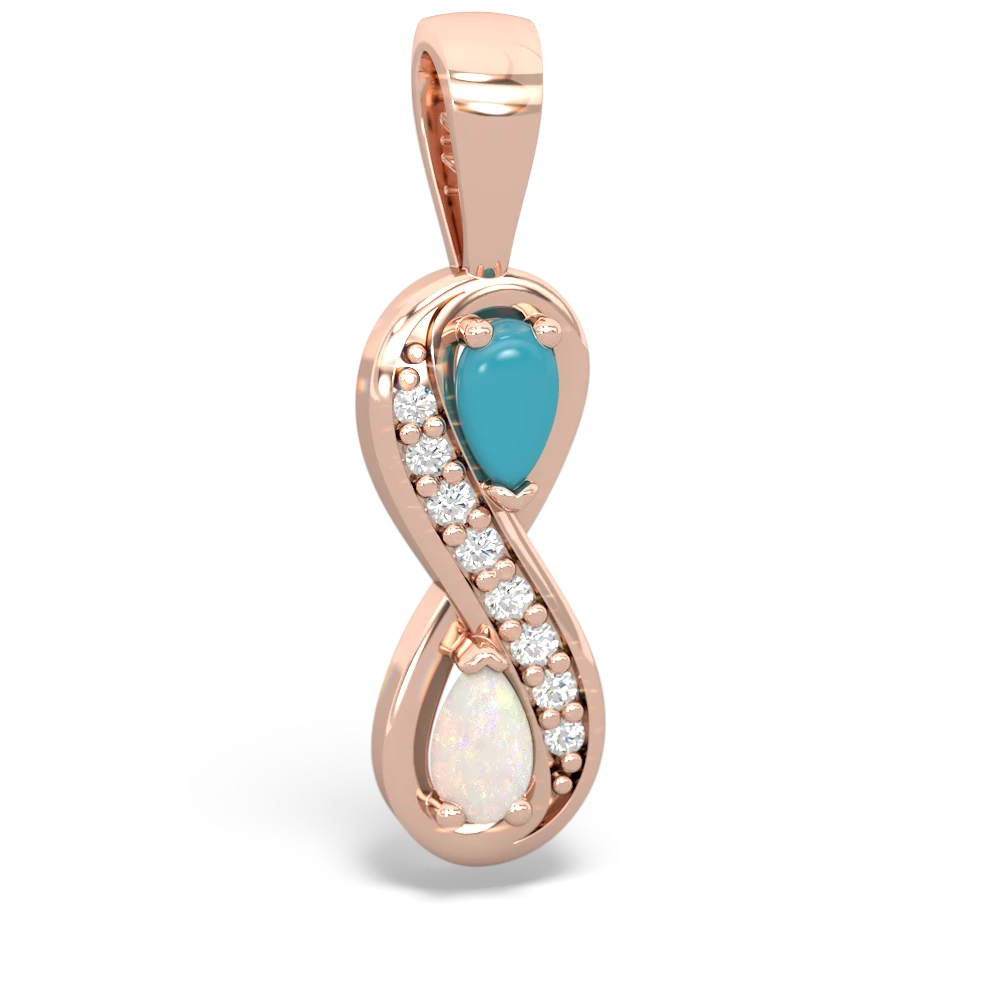 Turquoise Diamond Infinity 14K Rose Gold pendant P5390