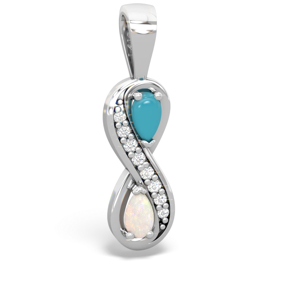 Turquoise Diamond Infinity 14K White Gold pendant P5390