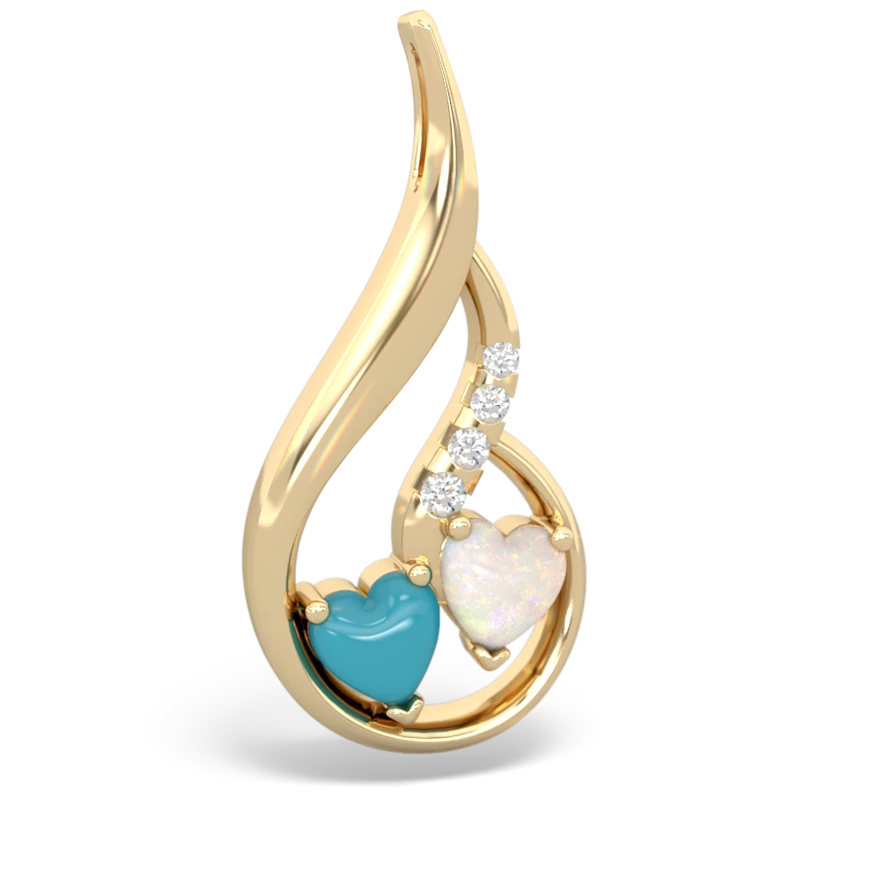 Turquoise Keepsake Curves 14K Yellow Gold pendant P5450