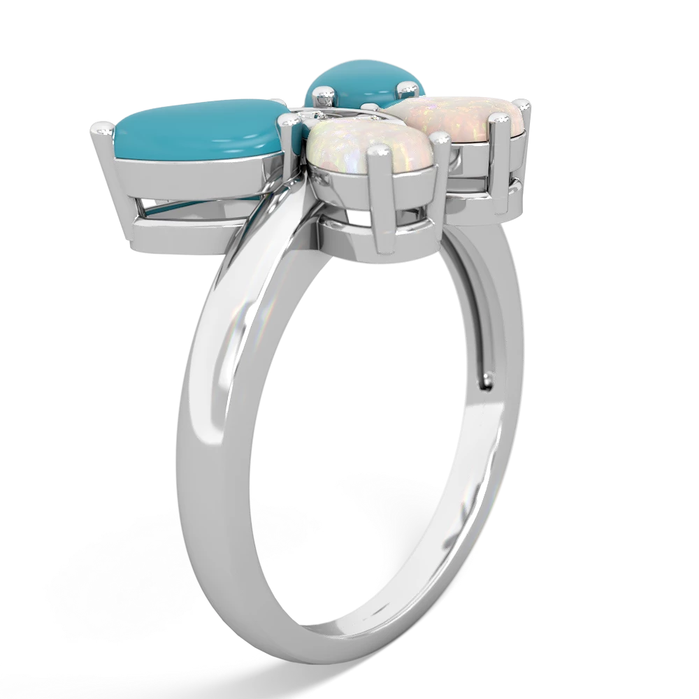 Turquoise Butterfly 14K White Gold ring R2215