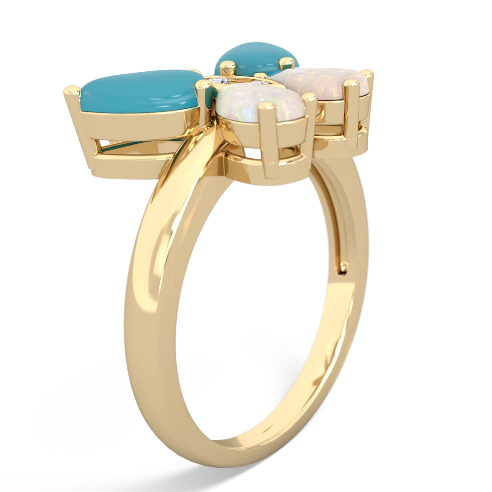 Turquoise Butterfly 14K Yellow Gold ring R2215