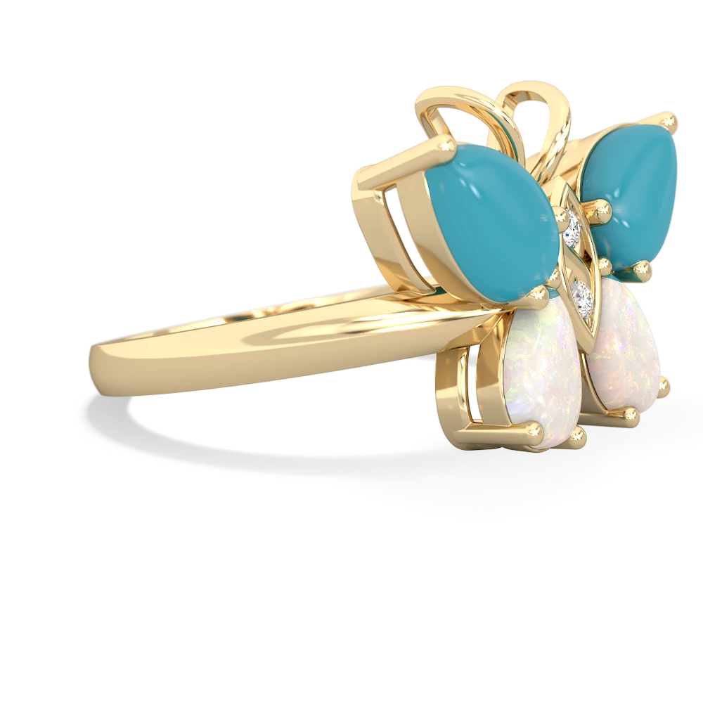 Turquoise Butterfly 14K Yellow Gold ring R2215