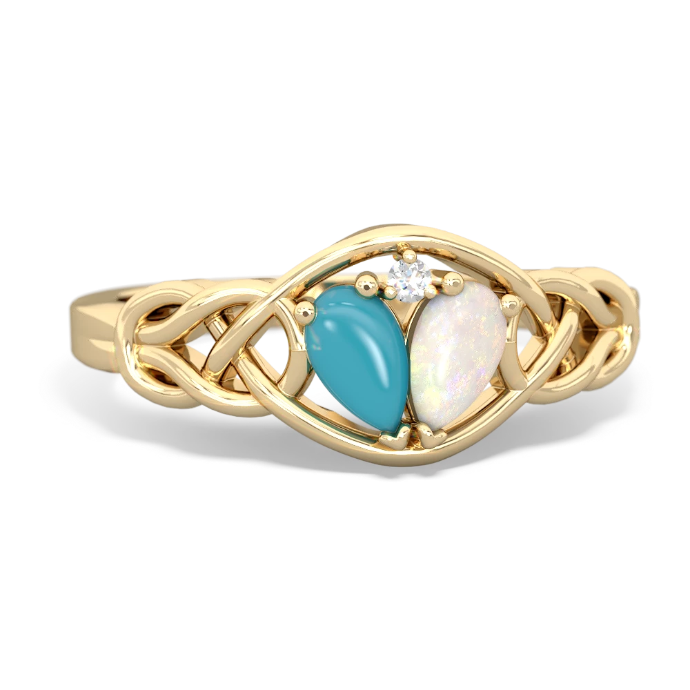 Turquoise Celtic Love Knot 14K Yellow Gold ring R5420