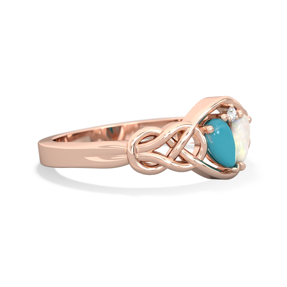 Turquoise Celtic Love Knot 14K Rose Gold ring R5420