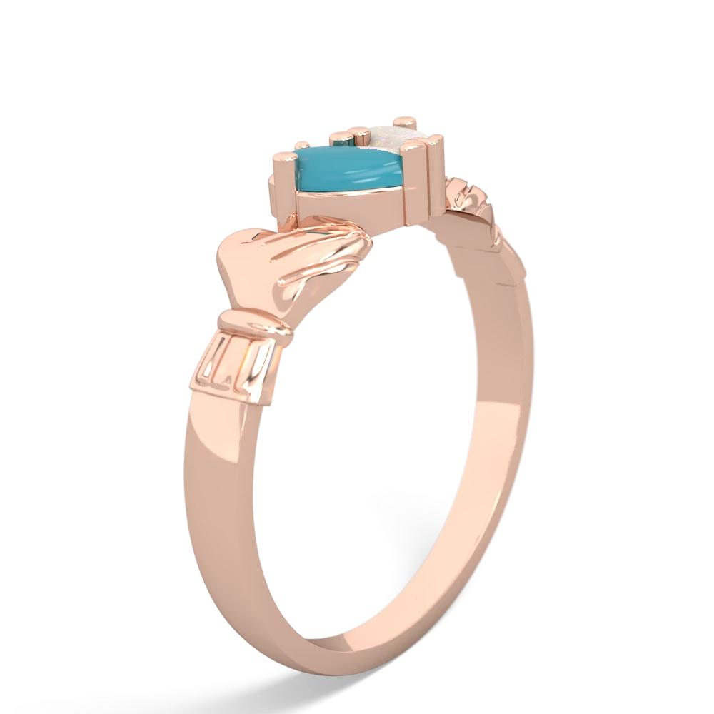 Turquoise 'Our Heart' Claddagh 14K Rose Gold ring R2388