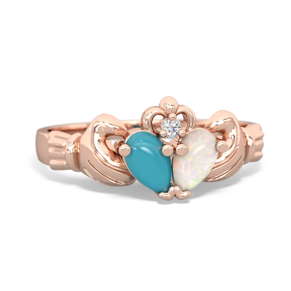 Turquoise 'Our Heart' Claddagh 14K Rose Gold ring R2388