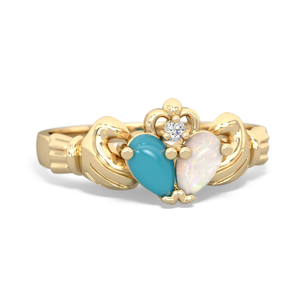 Turquoise 'Our Heart' Claddagh 14K Yellow Gold ring R2388