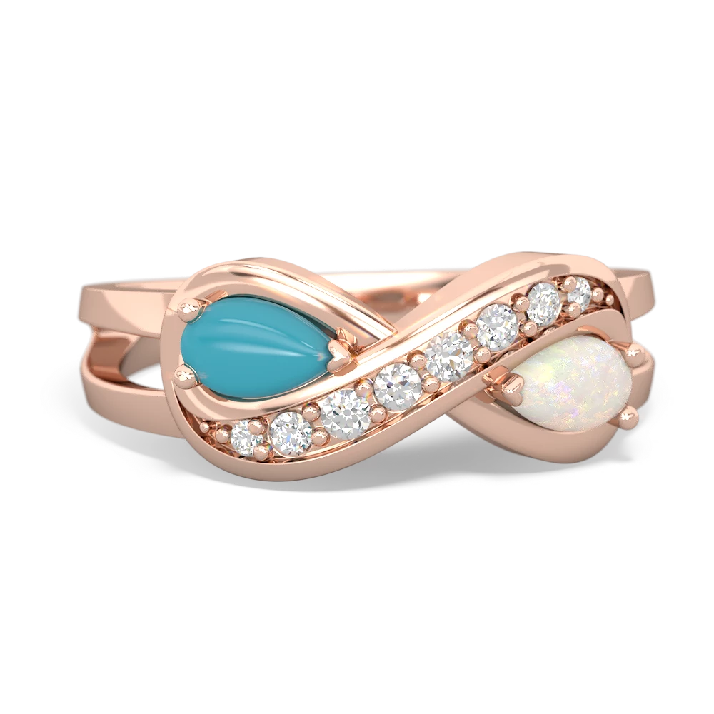 Turquoise Diamond Infinity 14K Rose Gold ring R5390