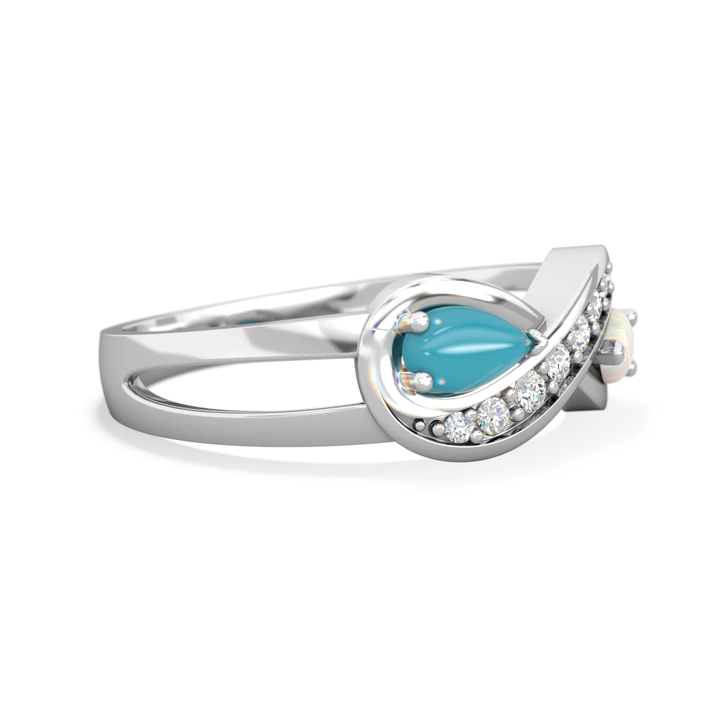 Turquoise Diamond Infinity 14K White Gold ring R5390