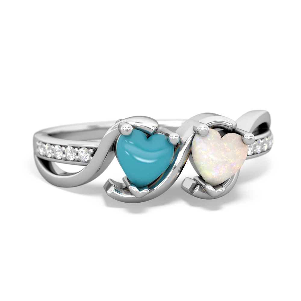 Turquoise Side By Side 14K White Gold ring R3090