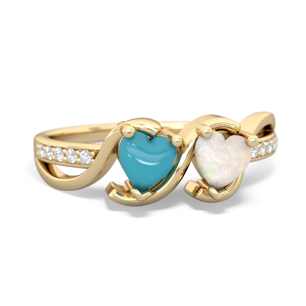 Turquoise Side By Side 14K Yellow Gold ring R3090