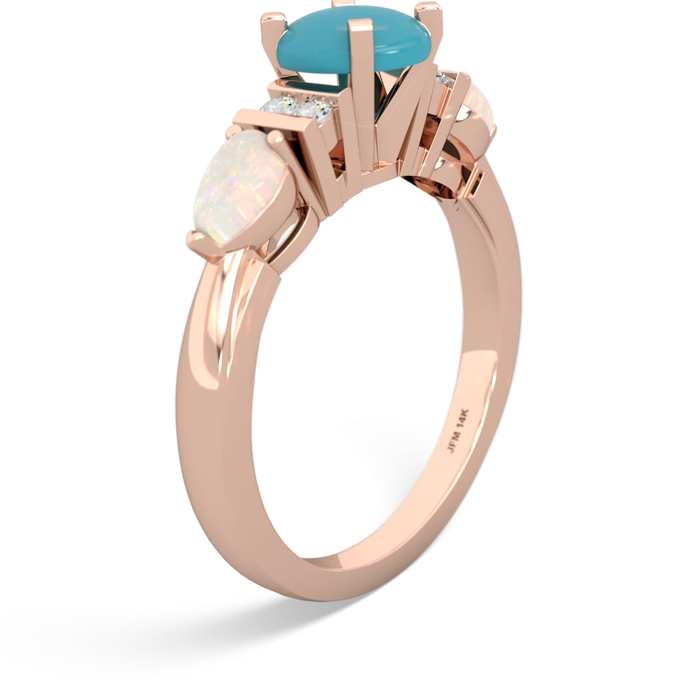 Turquoise 6Mm Round Eternal Embrace Engagement 14K Rose Gold ring R2005