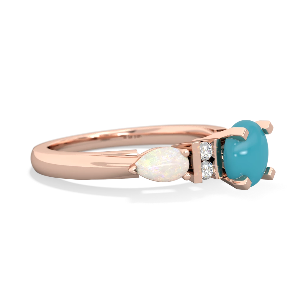 Turquoise 6Mm Round Eternal Embrace Engagement 14K Rose Gold ring R2005