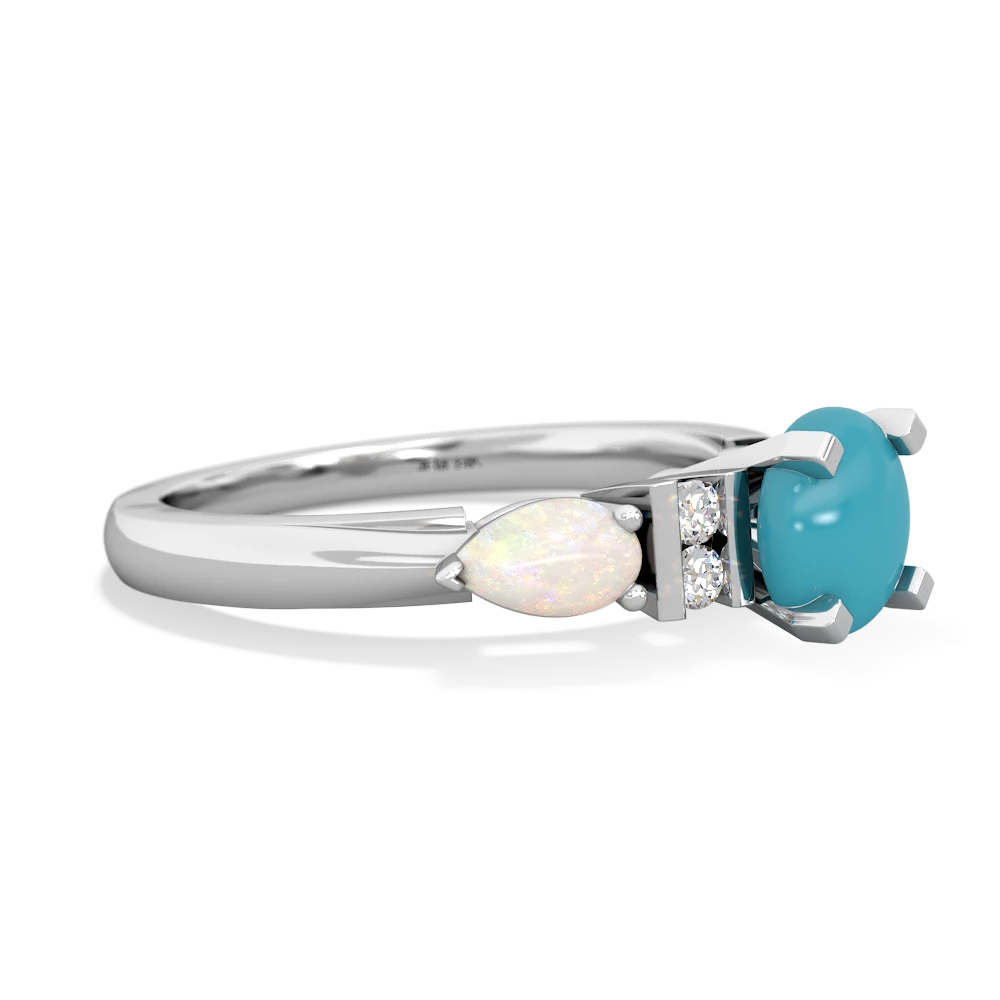 Turquoise 6Mm Round Eternal Embrace Engagement 14K White Gold ring R2005