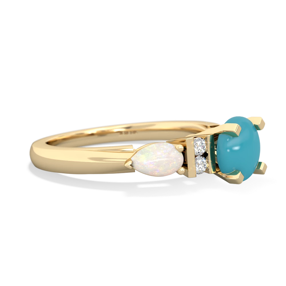 Turquoise 6Mm Round Eternal Embrace Engagement 14K Yellow Gold ring R2005