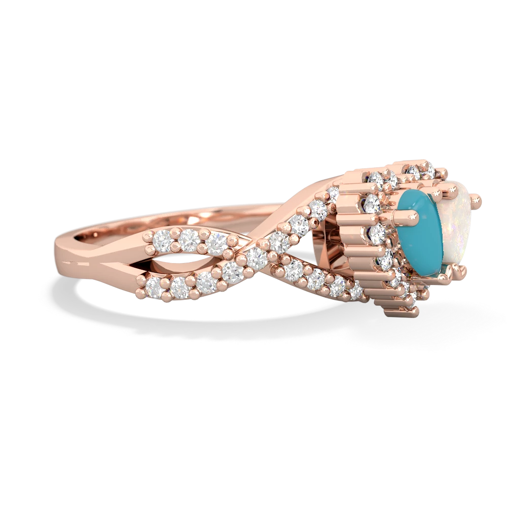 Turquoise Diamond Twist 'One Heart' 14K Rose Gold ring R2640HRT