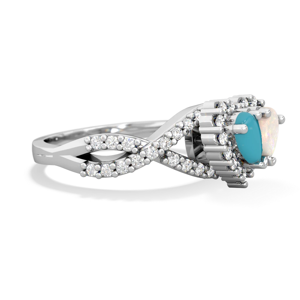 Turquoise Diamond Twist 'One Heart' 14K White Gold ring R2640HRT