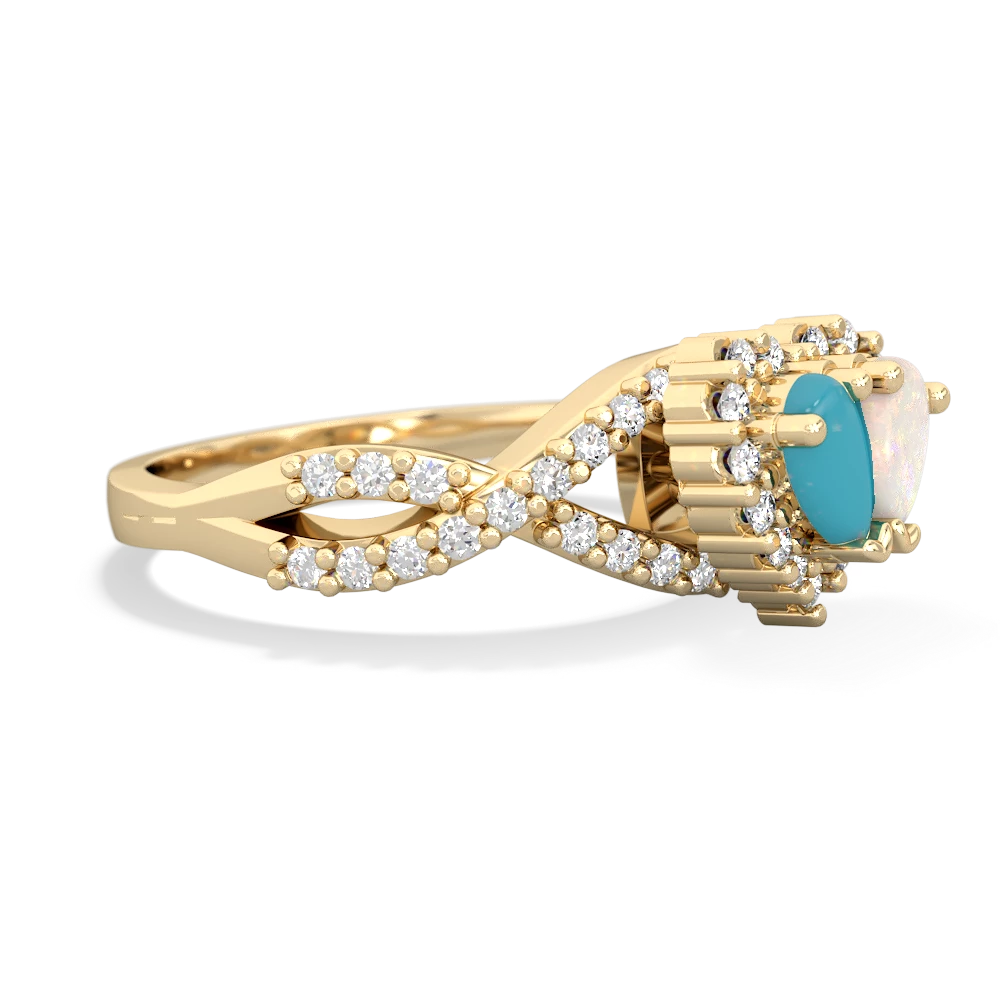 Turquoise Diamond Twist 'One Heart' 14K Yellow Gold ring R2640HRT