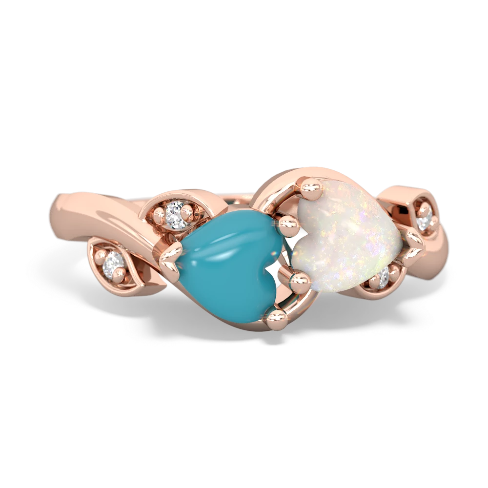 Turquoise Floral Elegance 14K Rose Gold ring R5790