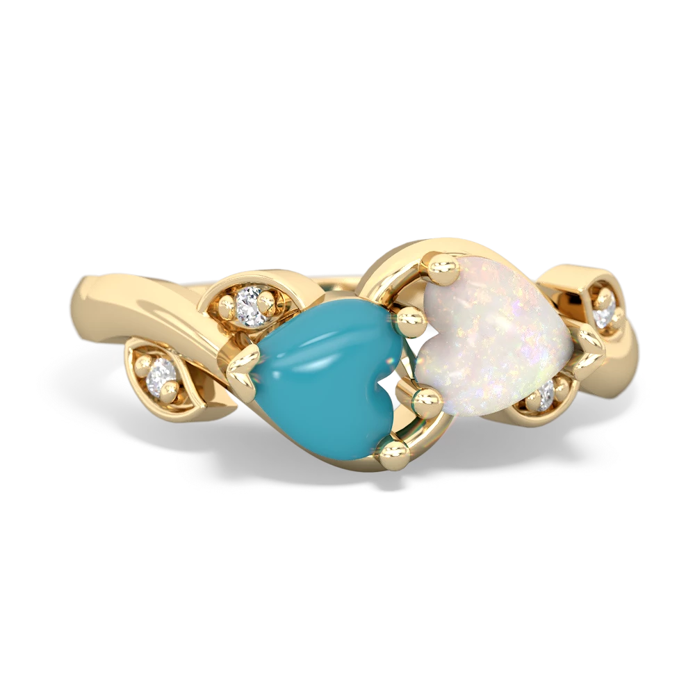 Turquoise Floral Elegance 14K Yellow Gold ring R5790