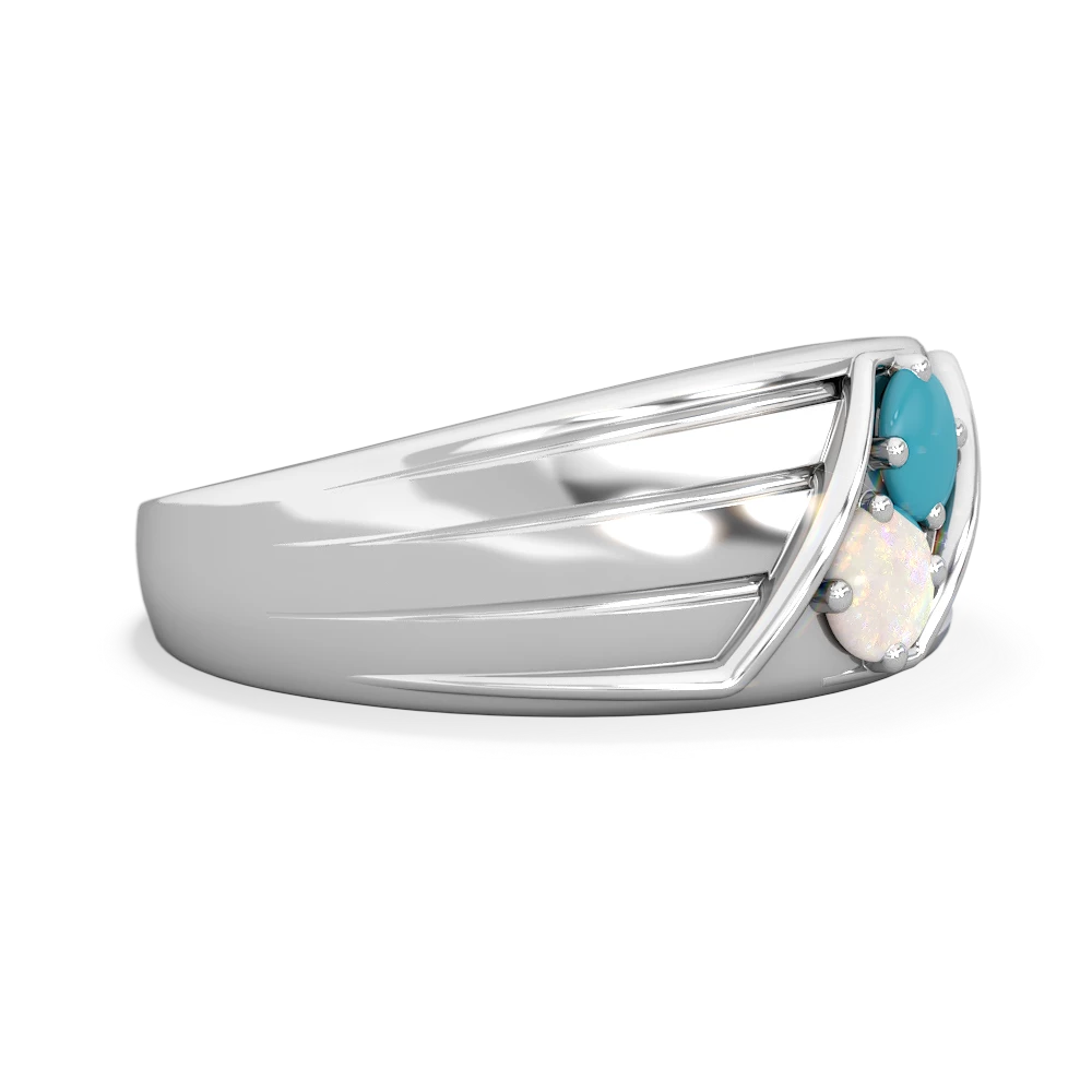 Turquoise Men's Streamline 14K White Gold ring R0460