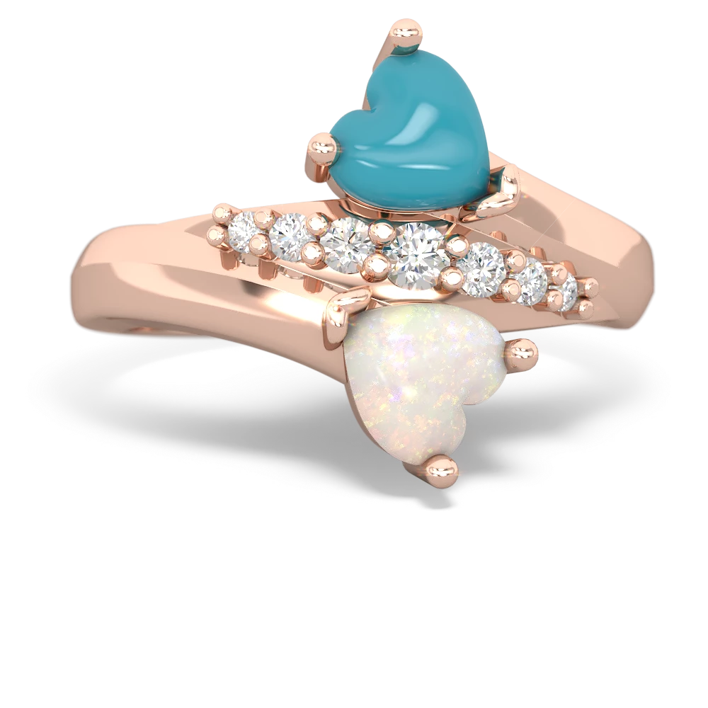 Turquoise Heart To Heart 14K Rose Gold ring R2064