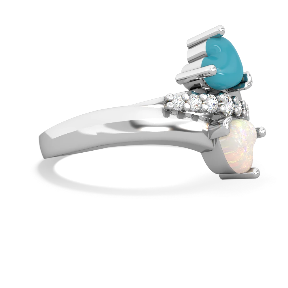 Turquoise Heart To Heart 14K White Gold ring R2064