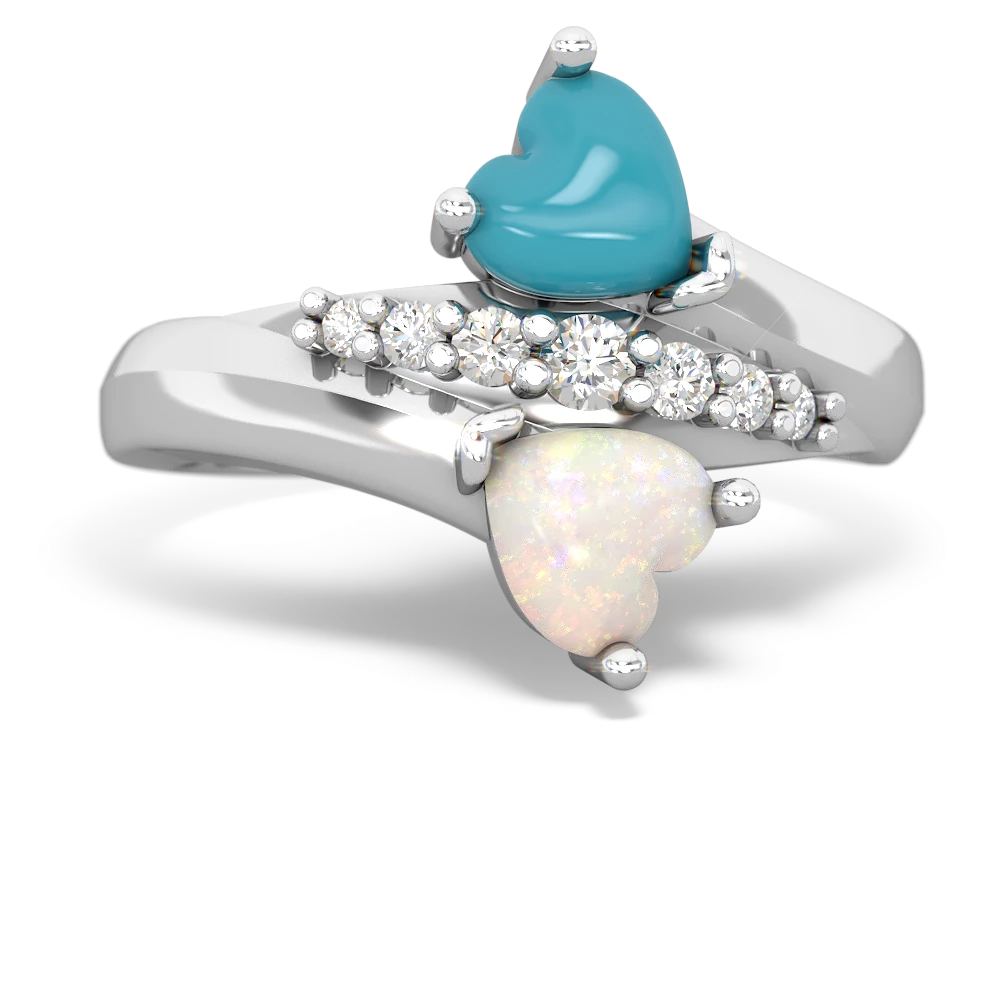 Turquoise Heart To Heart 14K White Gold ring R2064