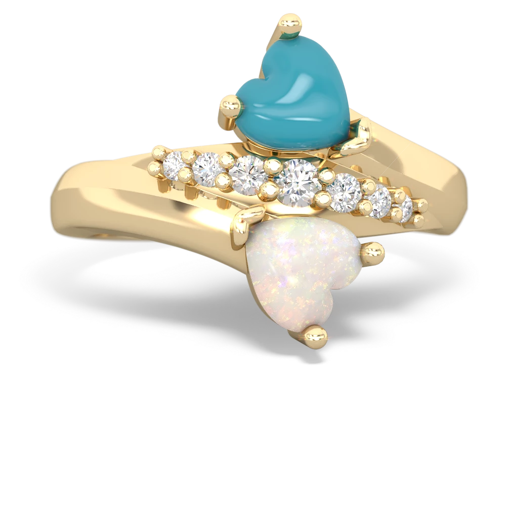 Turquoise Heart To Heart 14K Yellow Gold ring R2064