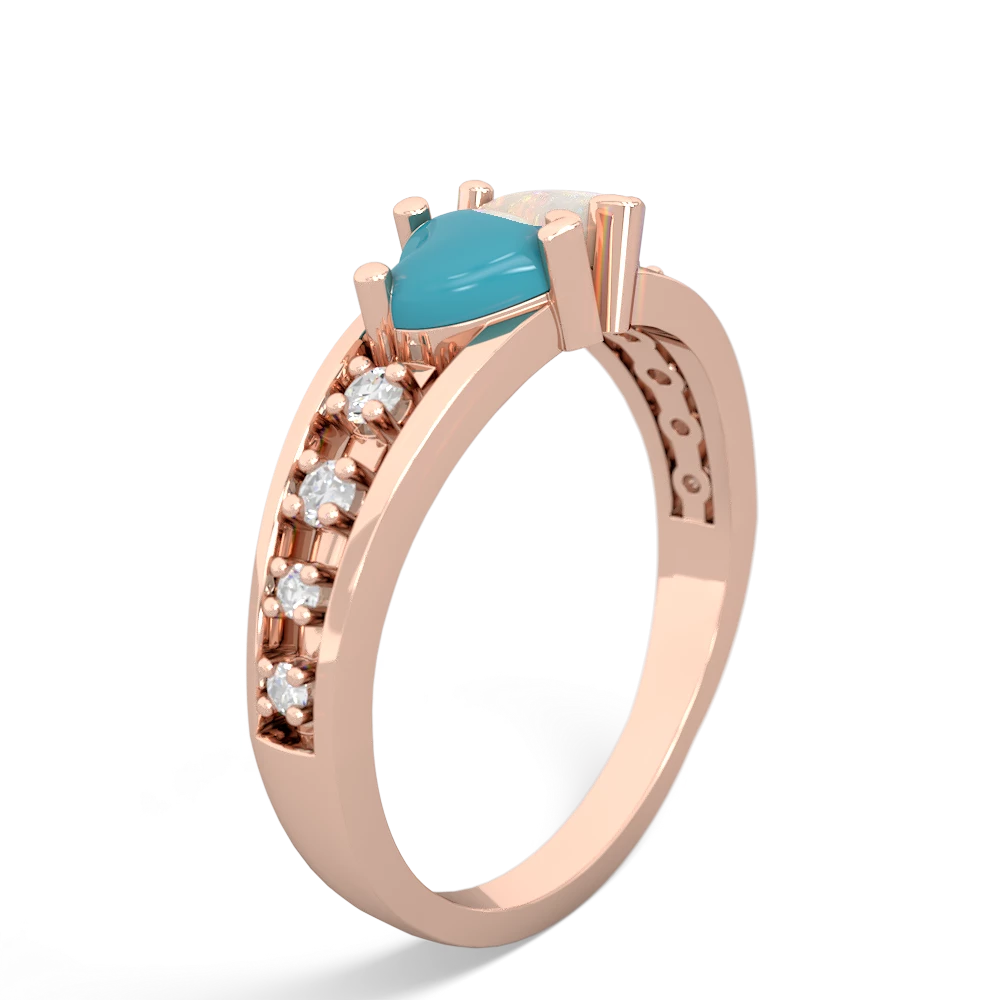 Turquoise Heart To Heart 14K Rose Gold ring R3342