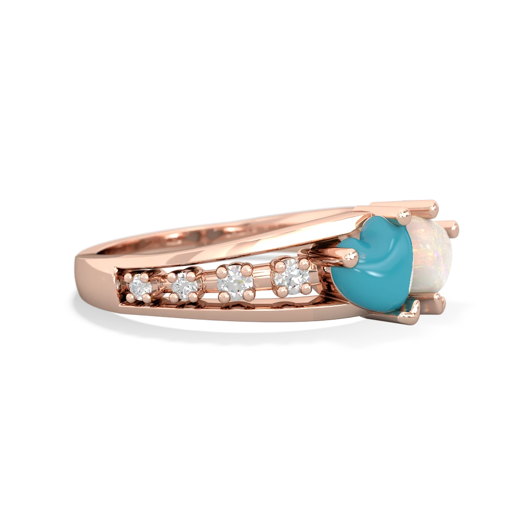 Turquoise Heart To Heart 14K Rose Gold ring R3342