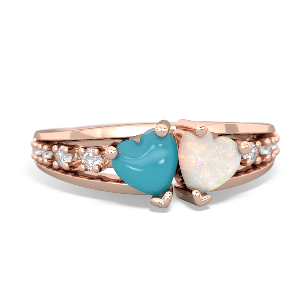 Turquoise Heart To Heart 14K Rose Gold ring R3342