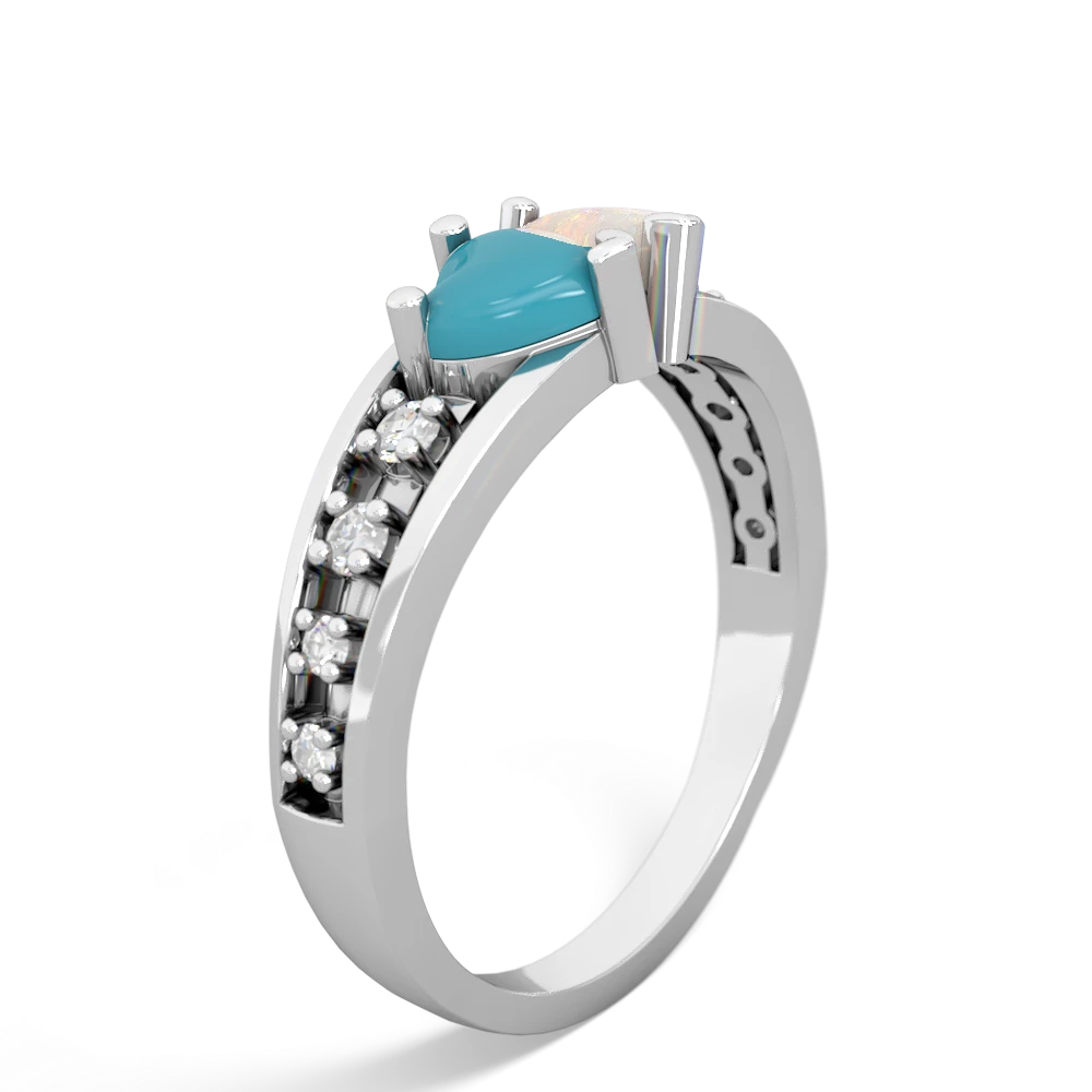 Turquoise Heart To Heart 14K White Gold ring R3342