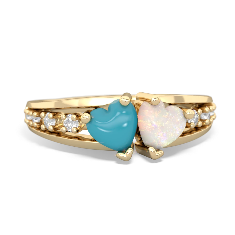 Turquoise Heart To Heart 14K Yellow Gold ring R3342