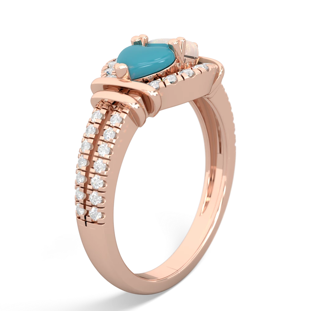 Turquoise Art-Deco Keepsake 14K Rose Gold ring R5630