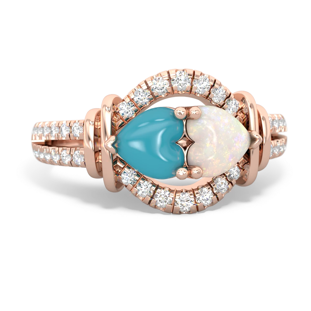 Turquoise Art-Deco Keepsake 14K Rose Gold ring R5630