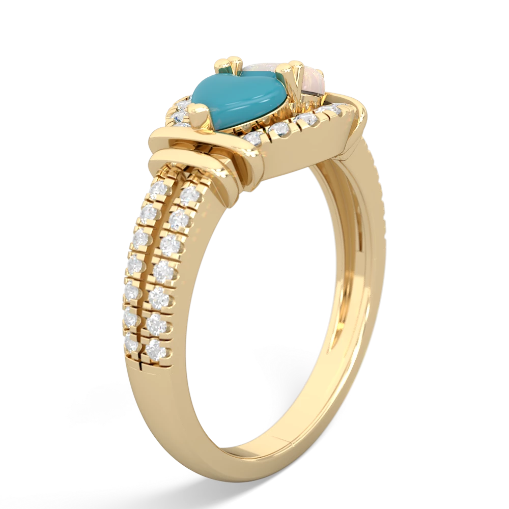 Turquoise Art-Deco Keepsake 14K Yellow Gold ring R5630