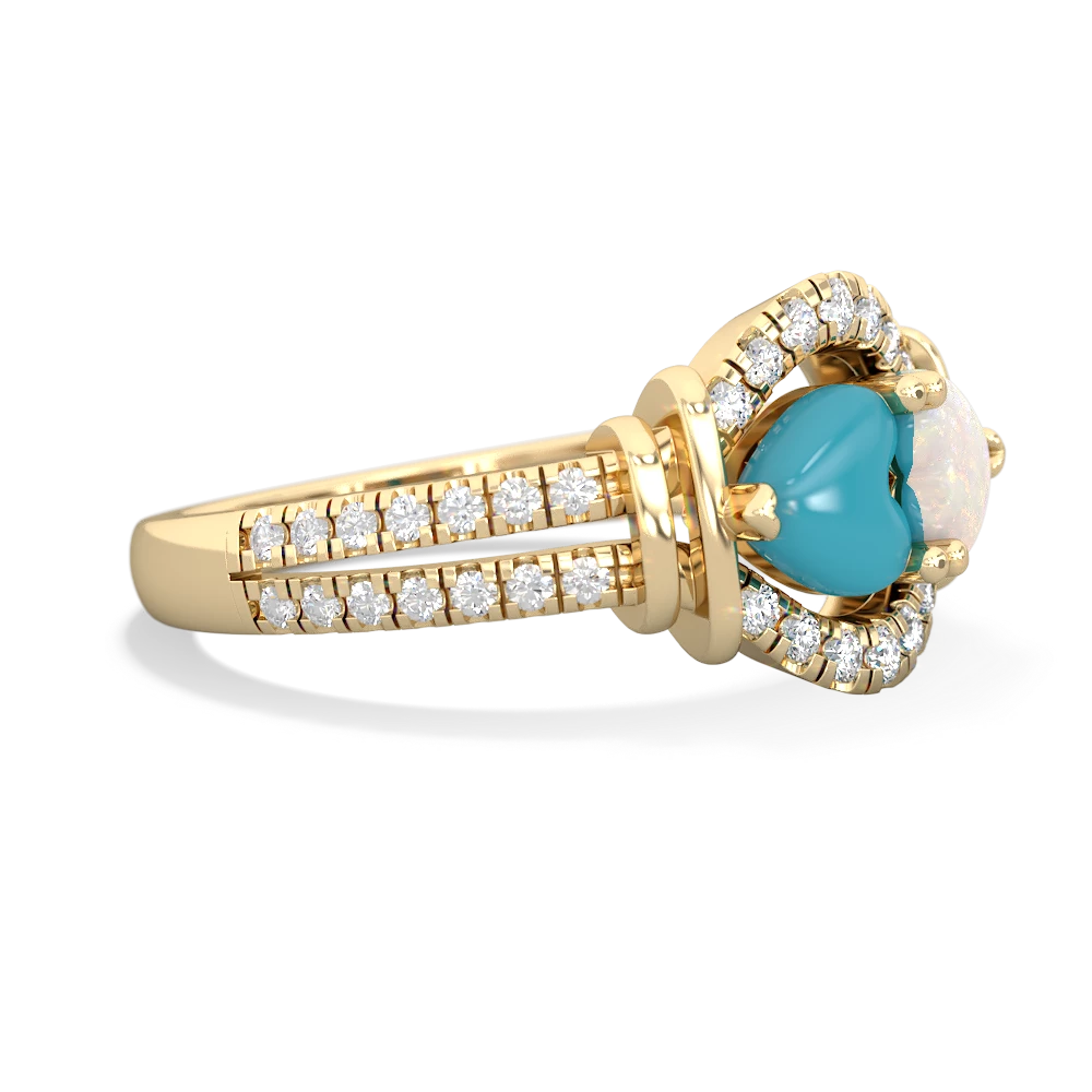 Turquoise Art-Deco Keepsake 14K Yellow Gold ring R5630