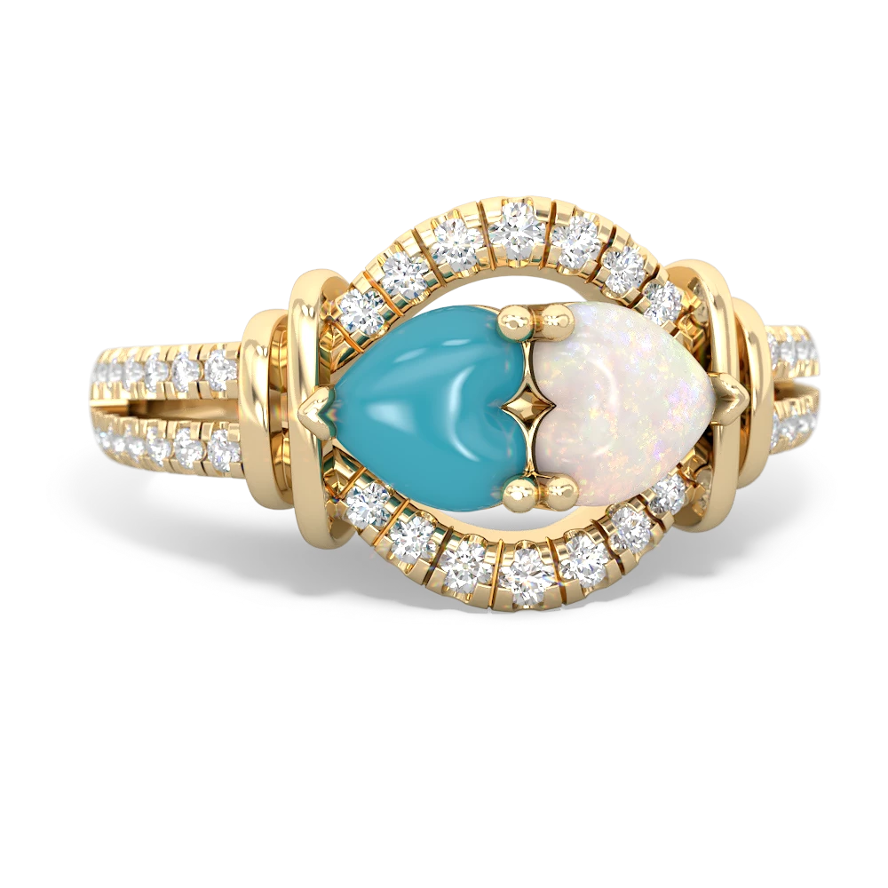 Turquoise Art-Deco Keepsake 14K Yellow Gold ring R5630