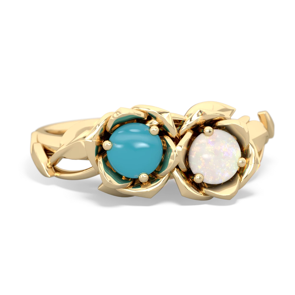 Turquoise Rose Garden 14K Yellow Gold ring R5510