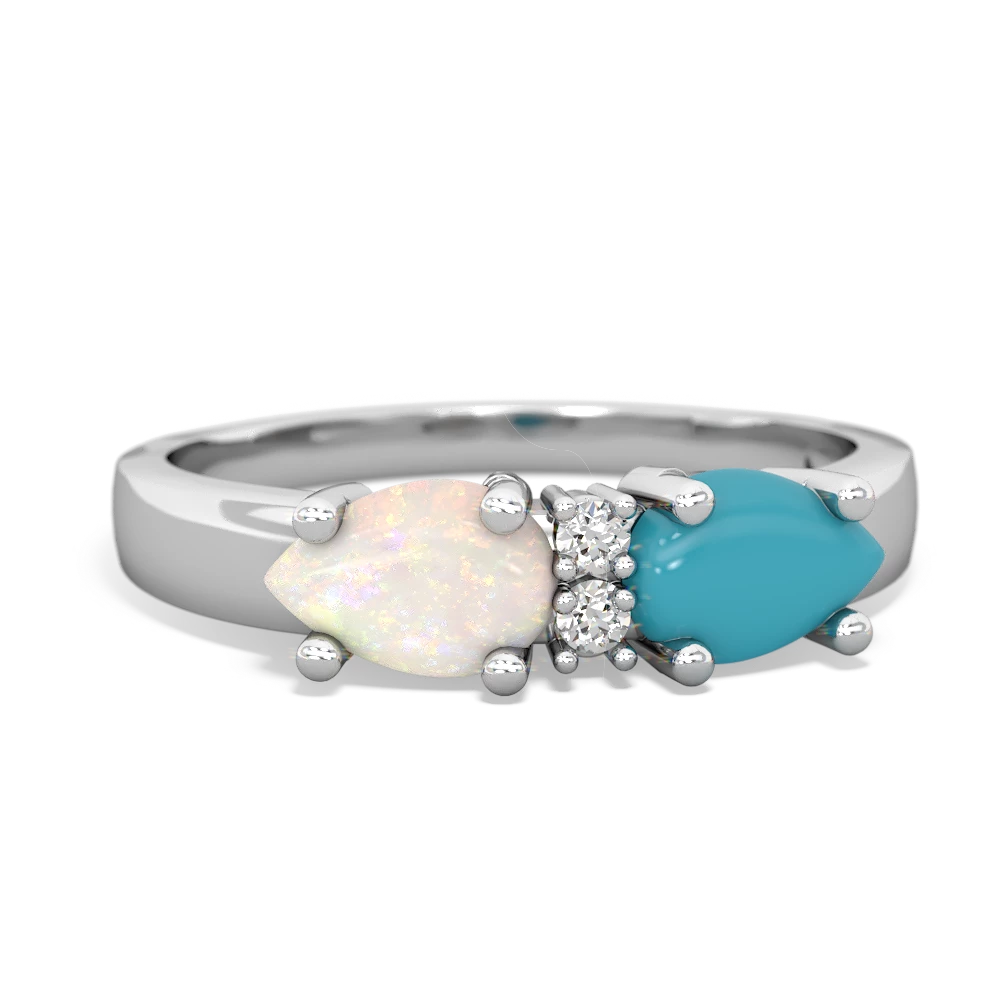 Turquoise Pear Bowtie 14K White Gold ring R0865