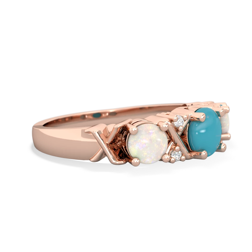 Turquoise Hugs And Kisses 14K Rose Gold ring R5016