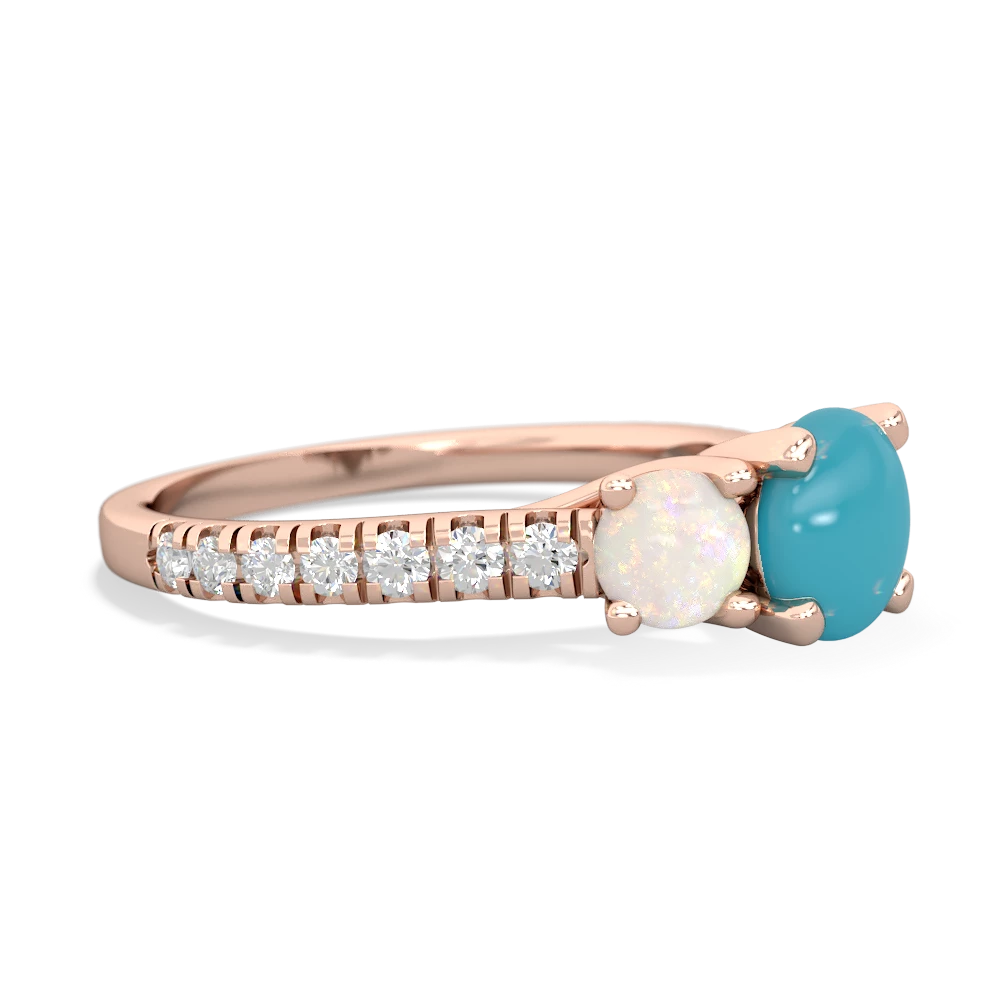 Turquoise Pave Trellis 14K Rose Gold ring R5500