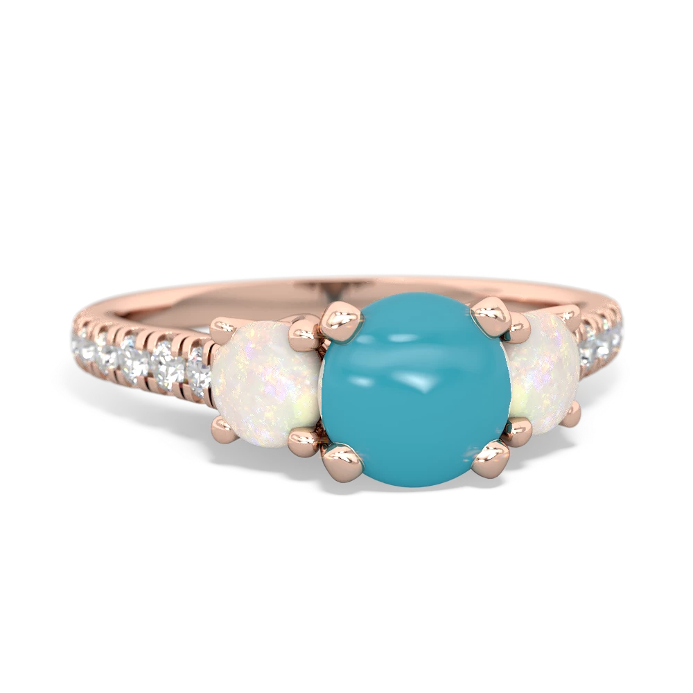 Turquoise Pave Trellis 14K Rose Gold ring R5500