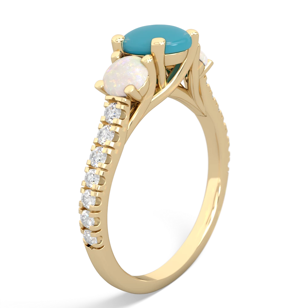 Turquoise Pave Trellis 14K Yellow Gold ring R5500